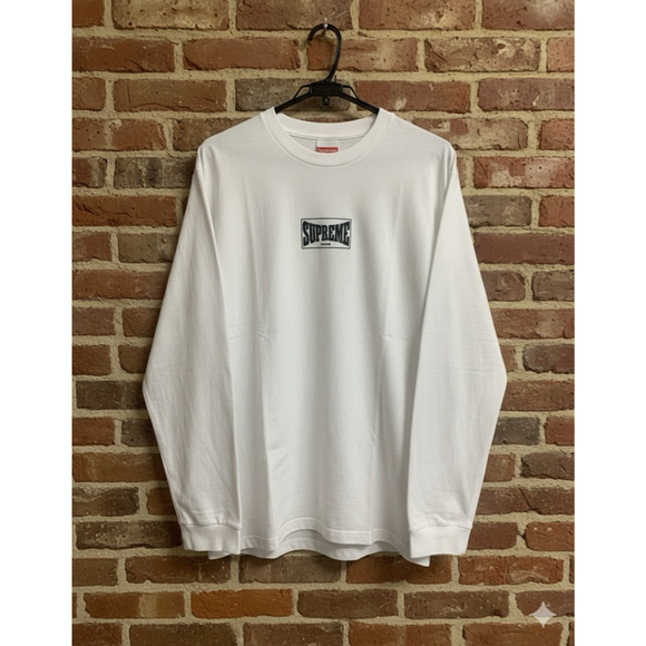 Men's Supreme White Black Graphic Long Sleeve Tee M FW20 - Picture 1 of 5
